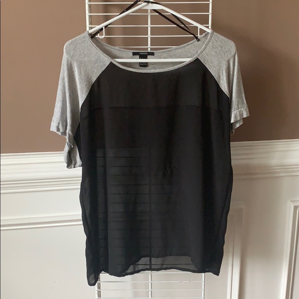 black & gray chiffon tshirt